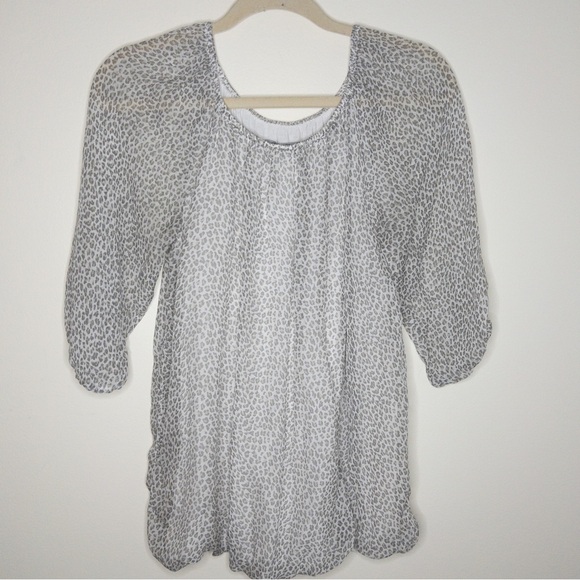 Elena Baldi Animal Print Silk Peasant Made in Italy Blouse - Picture 1 of 6